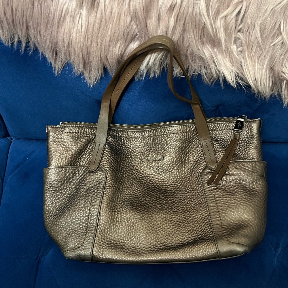 Metallic Bronze Cole & Haan Leather Bag